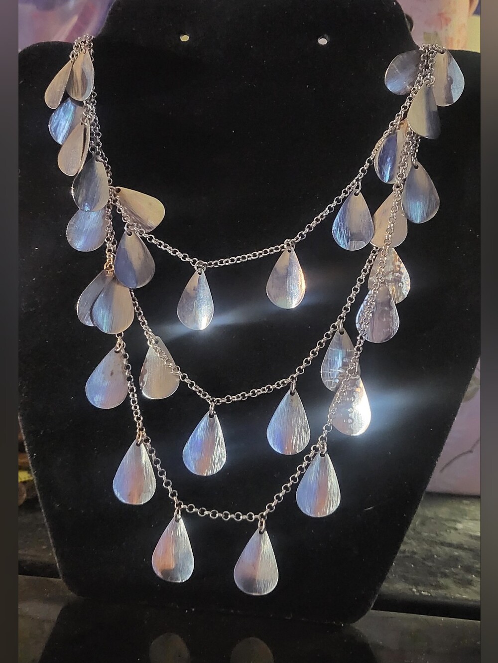22" Multi-Tier Silver Teardrop New York & Co. Silver Tone Necklace